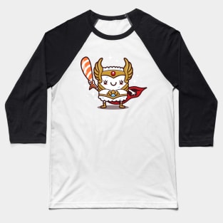 Funny Cute Kawaii 80's Retro Superhero Sushi Baseball T-Shirt